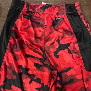 Red camo boys athletic shorts